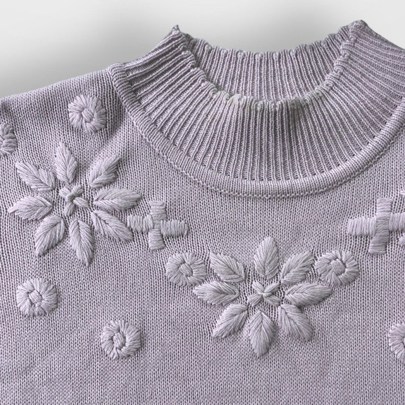 Purple Grandma Sweater Embroidered Flowers - Picture 7 of 8